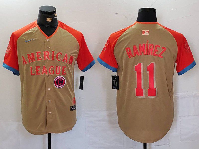 Men Cleveland Indians #11 Ramirez Orange All star 2024 Nike MLB Jersey style 5